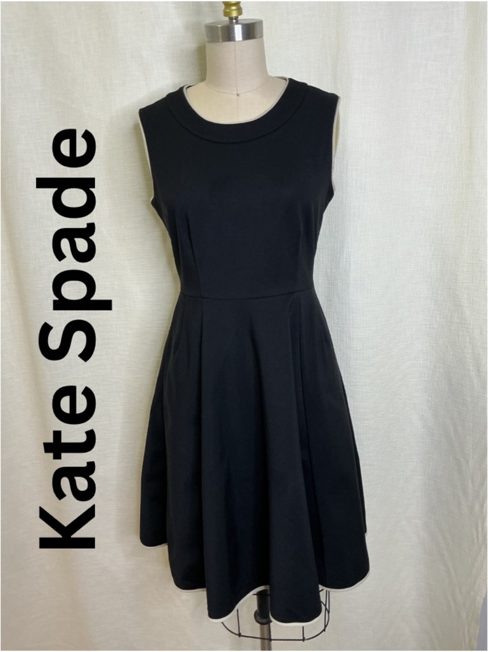 Kate Spade Black Fit & Flare Dress Size 2 Sleeveless A Line Classic Elegant